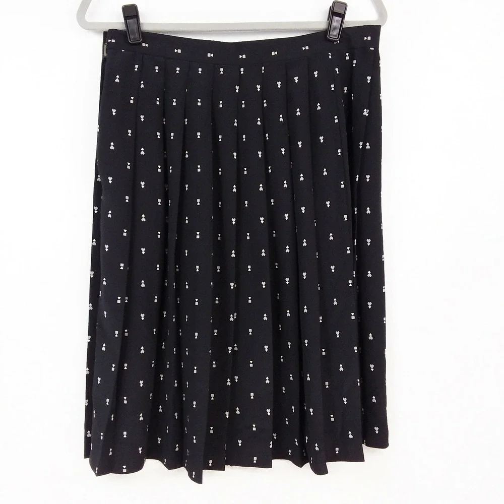 Evan Picone‎ Pleated Black Skirt Sz 14  Knee Length Y2K Preppy Old Money Twee
